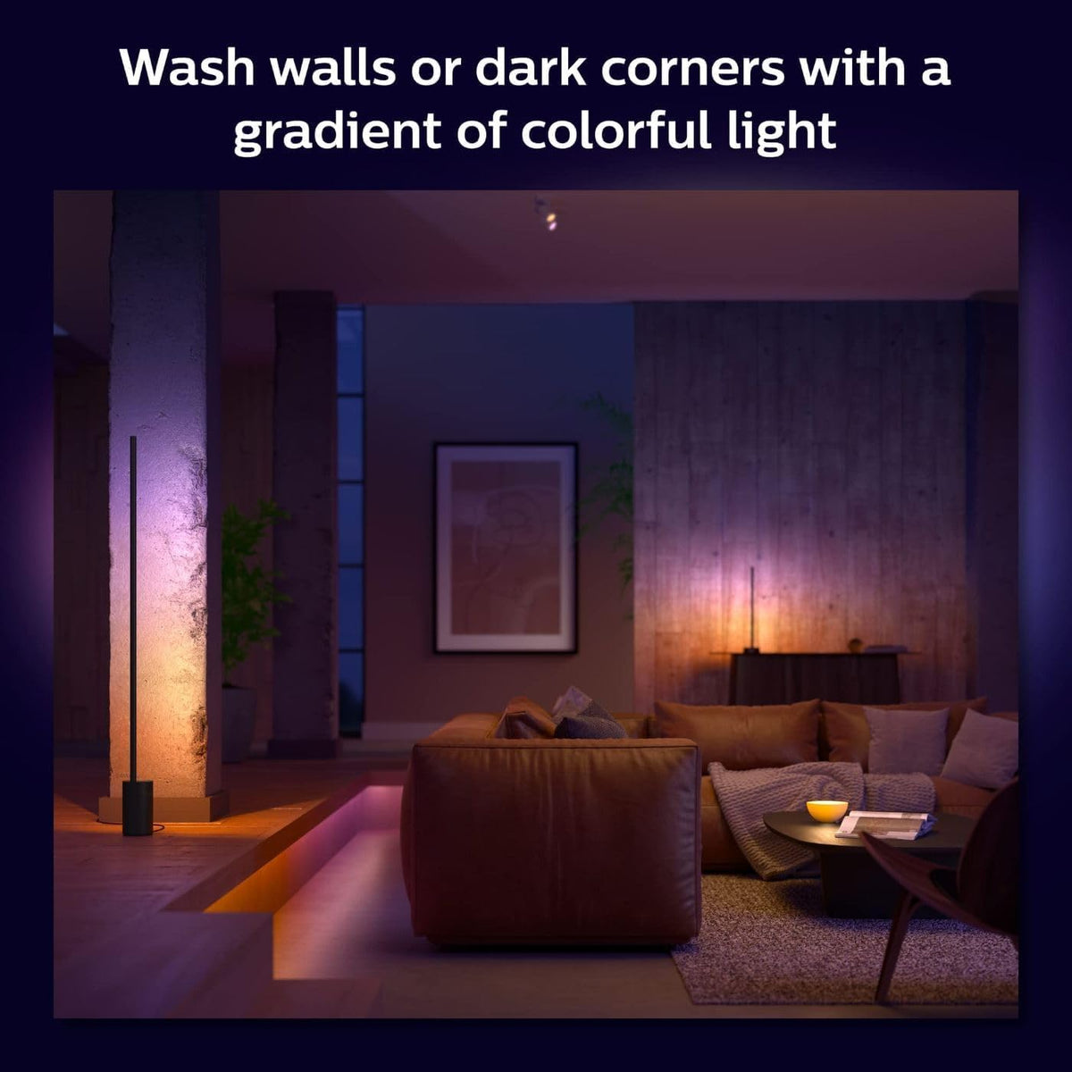 Modern black design of Philips Hue Signe gradient lamp.