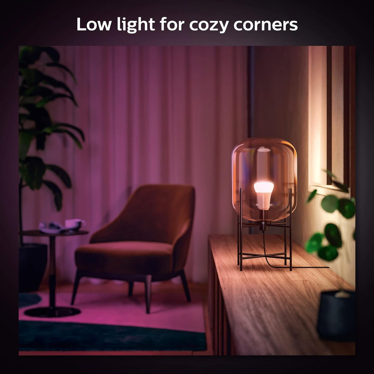 Philips Hue Smart 60W A19 bulb energy-dimming for cozy evenings