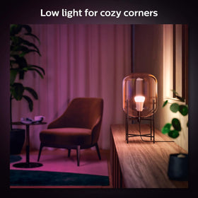 Philips Hue Smart 60W A19 bulb energy-dimming for cozy evenings