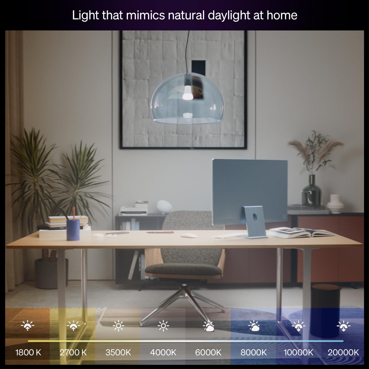 Philips Hue A19 bulb color-temperature spectrum for mood setting.