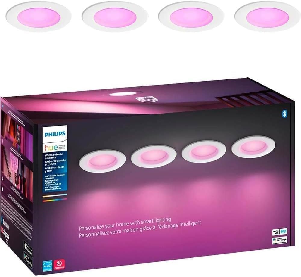 Philips Hue smart recessed downlight 5/6-inch four-pack for ceiling installation