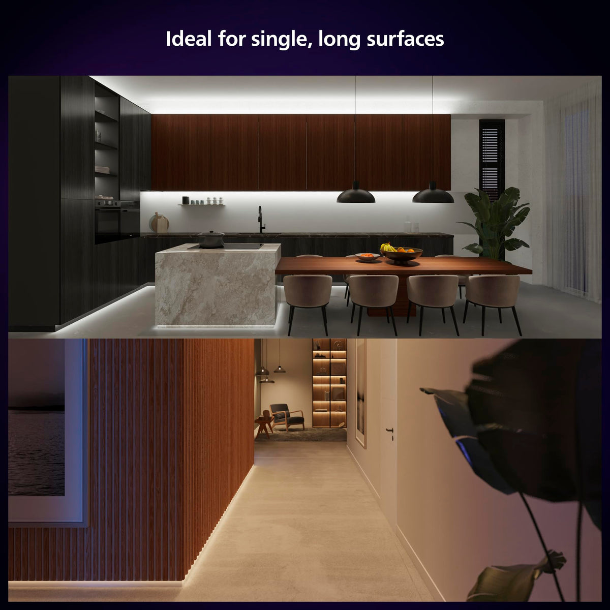 Philips Hue Solo lightstrip with Hue Bridge enabling automations.