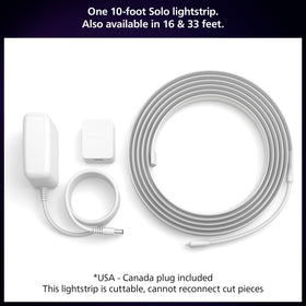 Philips Hue Solo lightstrip under cabinets for subtle task lighting.