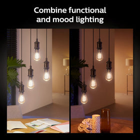 Philips Hue ST19 in a ceiling pendant elevating contemporary decor