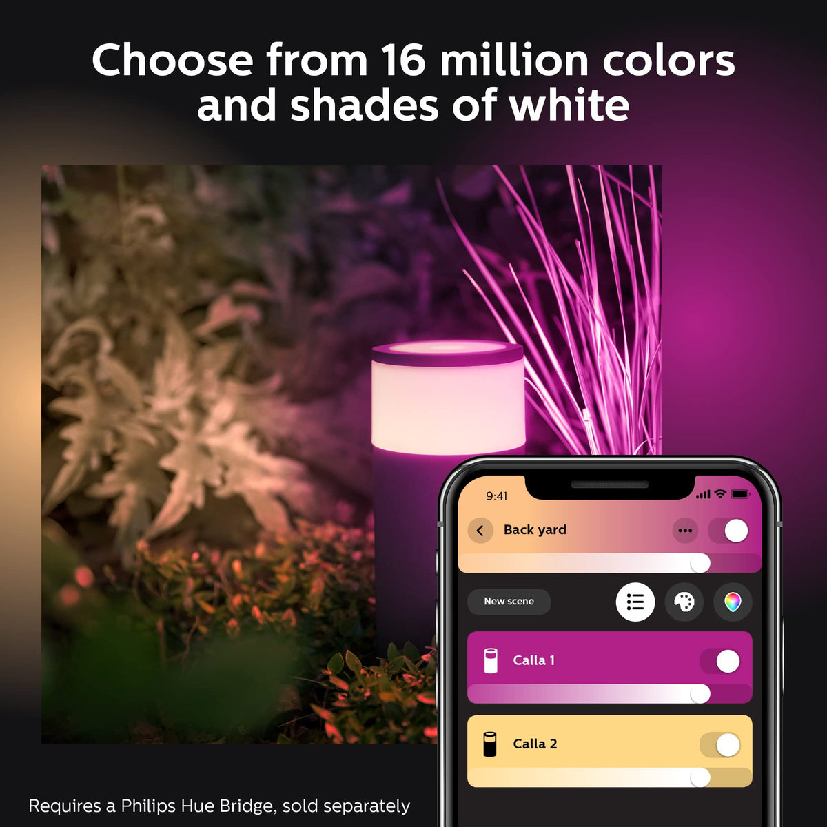 Philips Hue Calla with T-connector to expand lighting along paths.