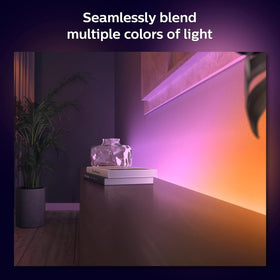 Philips Hue under-cabinet installation delivering sleek mood lighting in kitchen