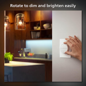 Philips Hue wall tap dial switch four-button setup controls different rooms