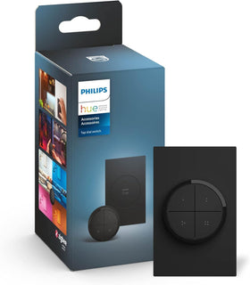 Philips Hue wall tap dial switch mounted on wall for easy lighting control