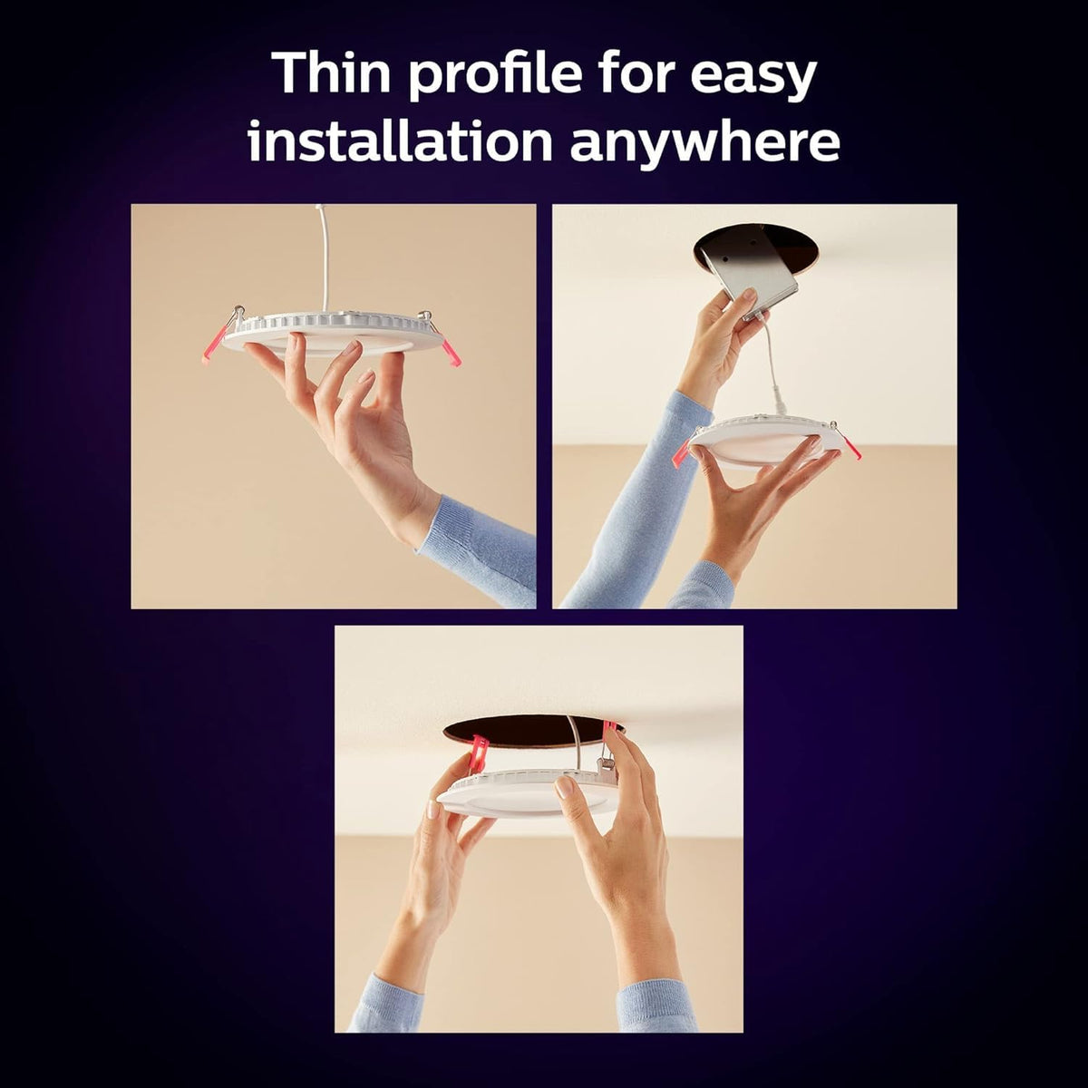 Philips Hue White and Color Ambiance downlight for color scenes.