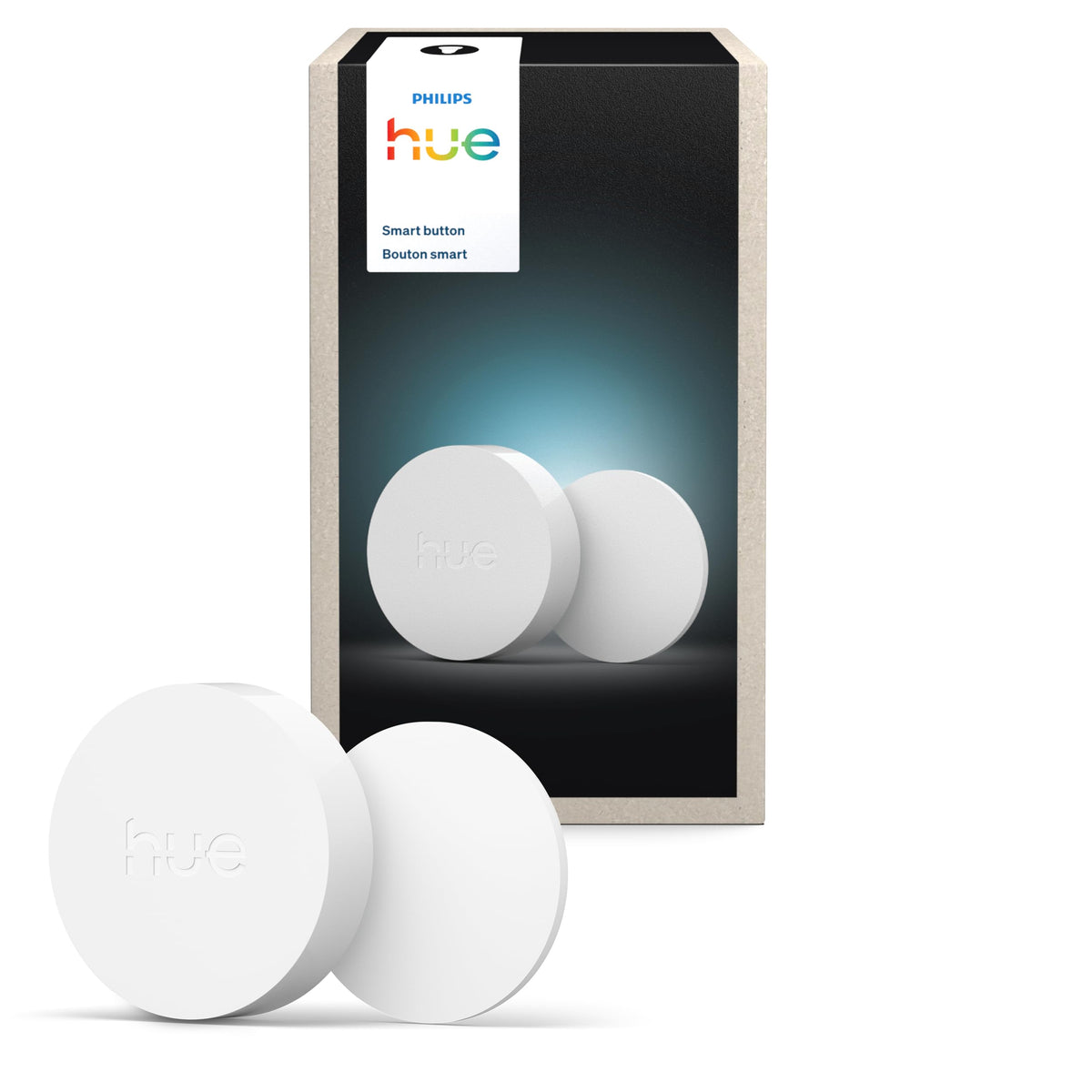 Philips Hue wireless switch button front view for quick light on/off control.