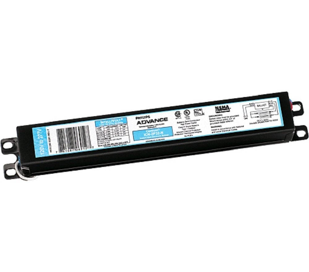 Philips ICN4P32N ballast in black for 4-lamp T8 fixtures, reliable lighting in commercial spaces