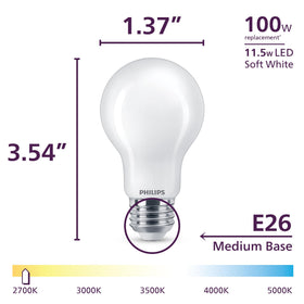 Philips 100W A19 2700K soft white light creates warm inviting rooms.