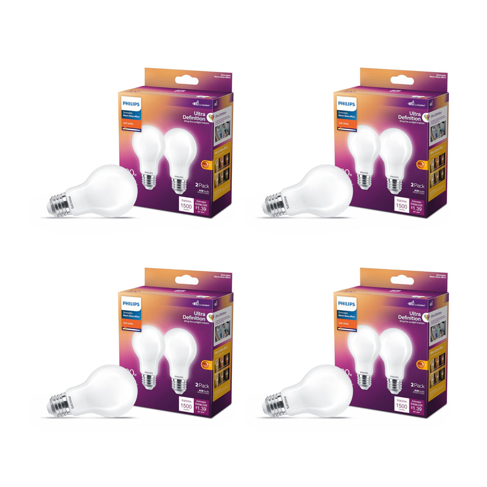 Philips LED 100W A19 Ultra Definition pack delivering true colors in home lighting.