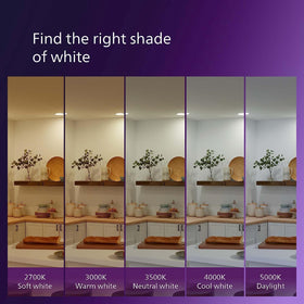 Warm 2700K soft light from Philips LED ideal for living spaces