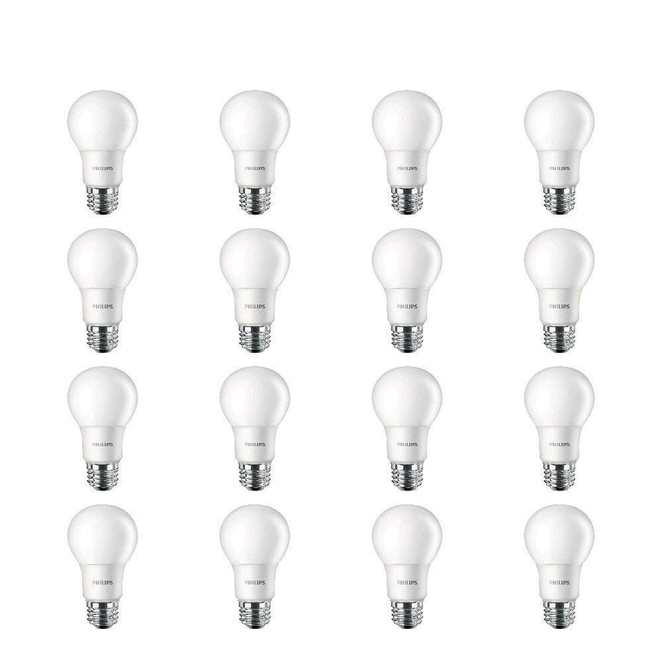 Philips LED Basic Frosted A19 in living room emitting warm ambient light