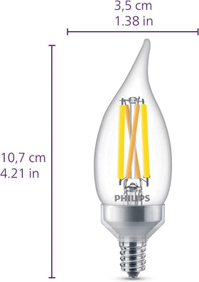 Clear glass bulb with flicker-free performance in classic form.