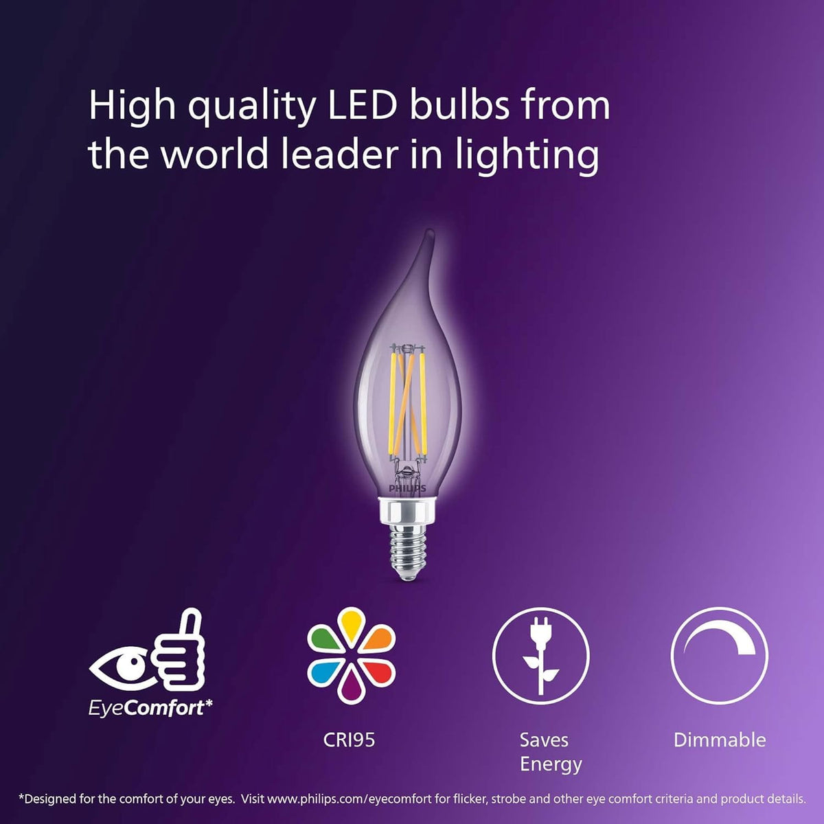 CRI95 true-color bulb for accurate indoor color rendering.