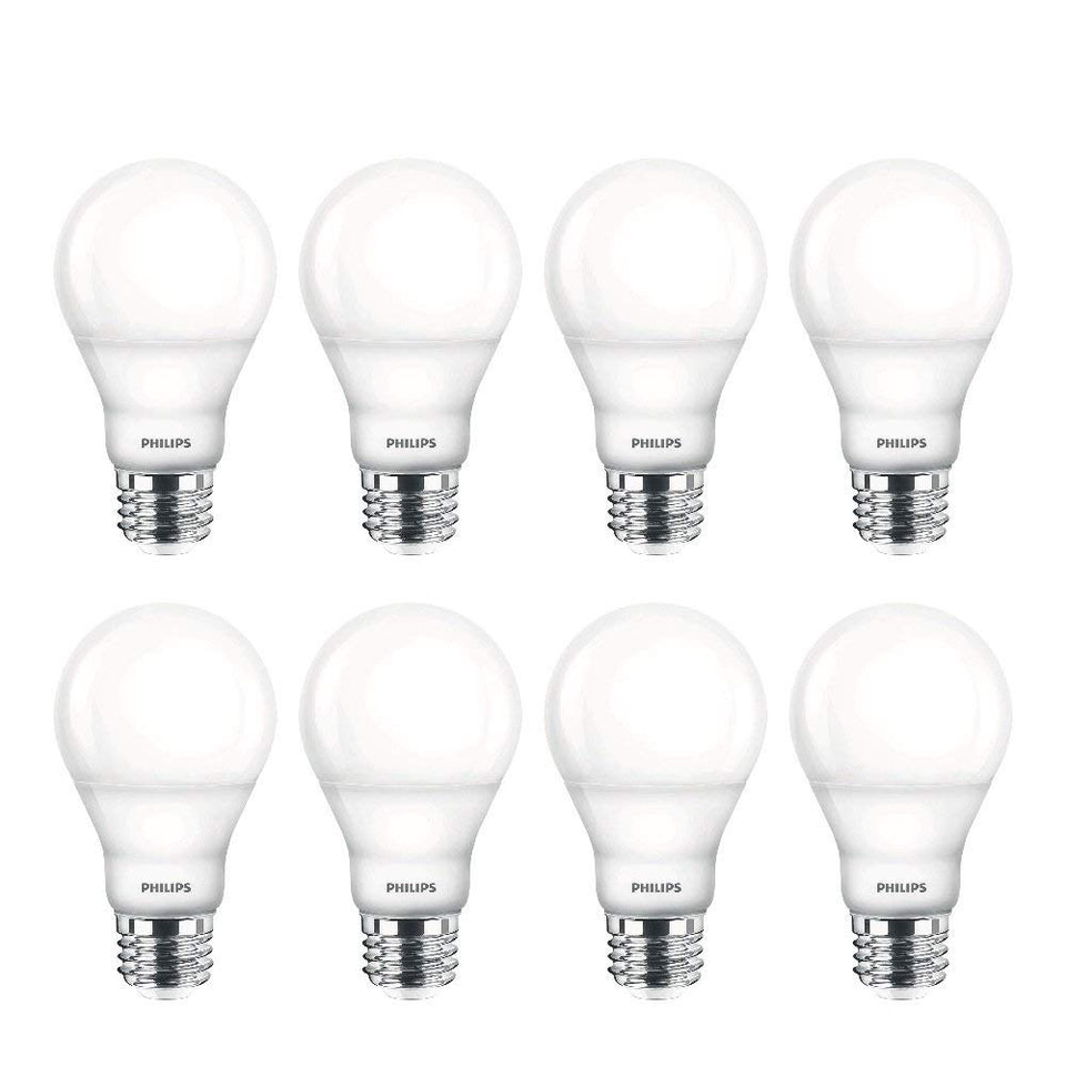 Philips LED A19 dimmable bulb delivering 800 lumens for cozy, adjustable light.