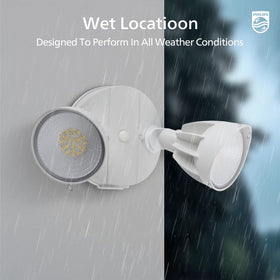 Philips outdoor security light enables broad perimeter lighting.