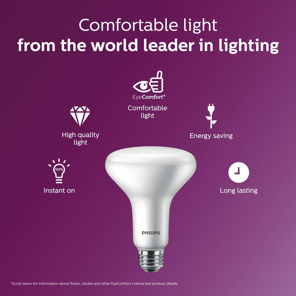 Philips six-pack BR30 bulbs provide ready lighting upgrades in home fixtures.