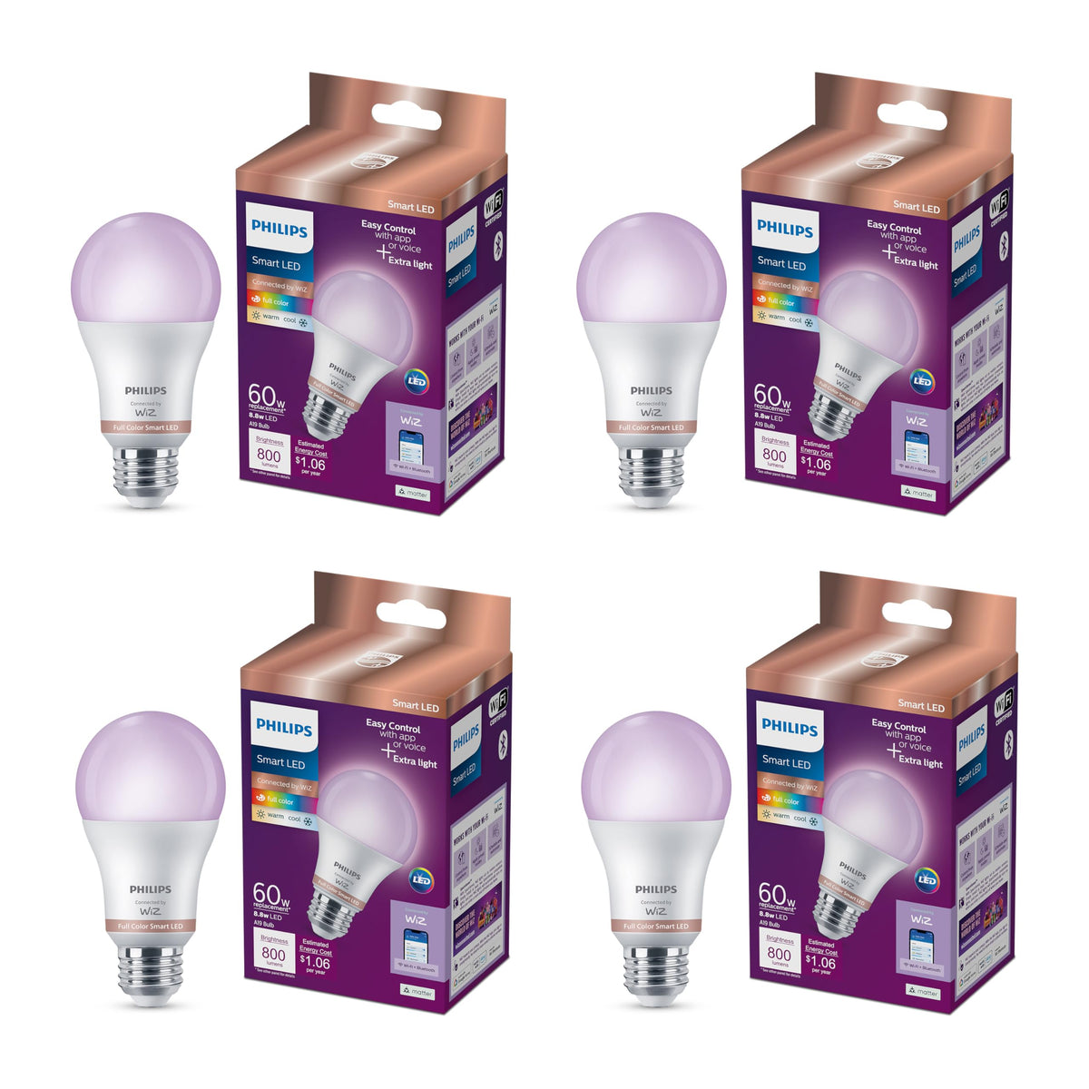 Philips Smart LED color bulb in lamp delivers vibrant ambiance with 16 million colors