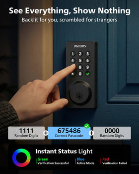 Philips Smart Lock battery indicator alerts when power is running low.