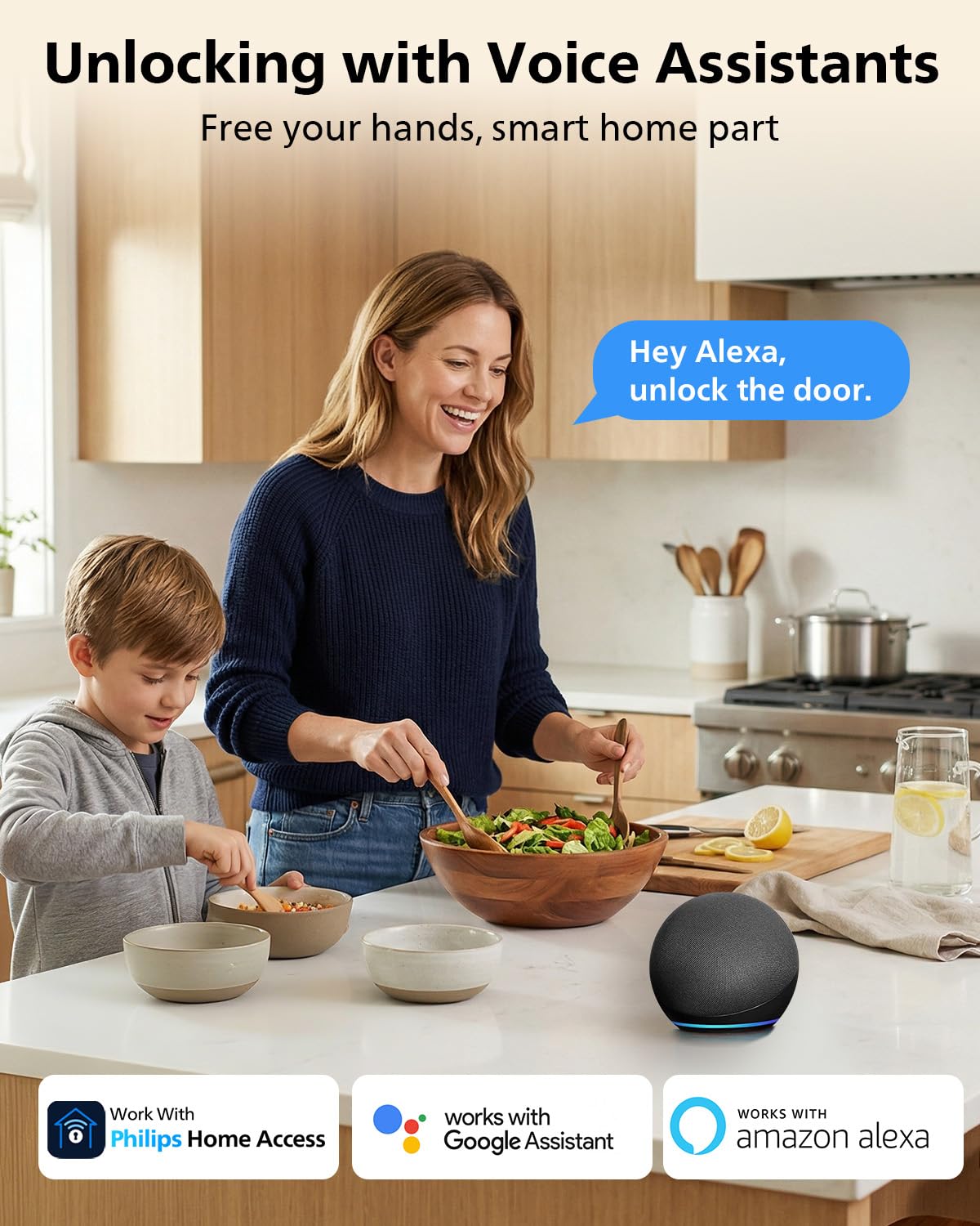 Philips Smart Lock voice unlock with Alexa and Google Assistant.