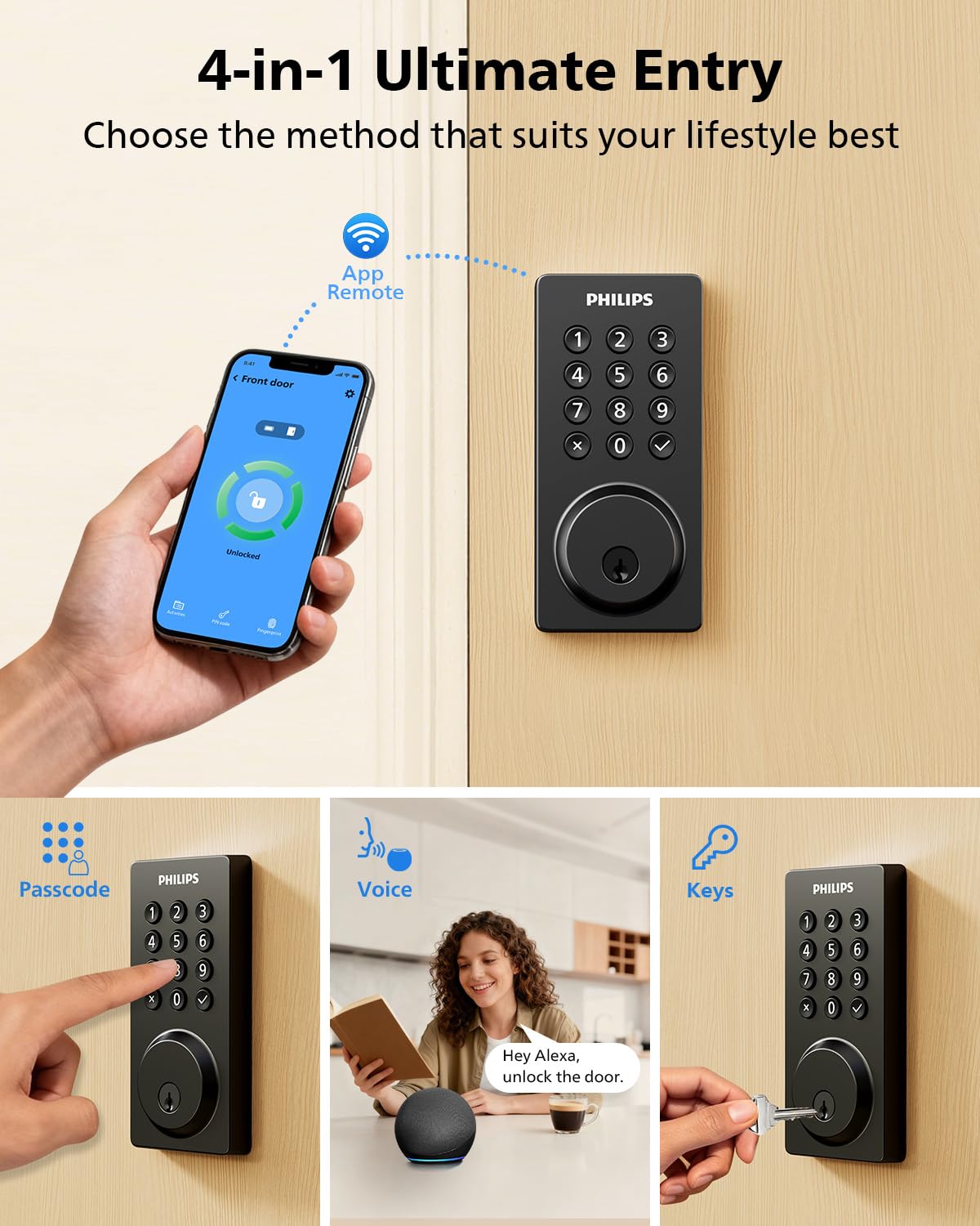 Philips Smart Lock wifi setup illustrates seamless connection to home network.