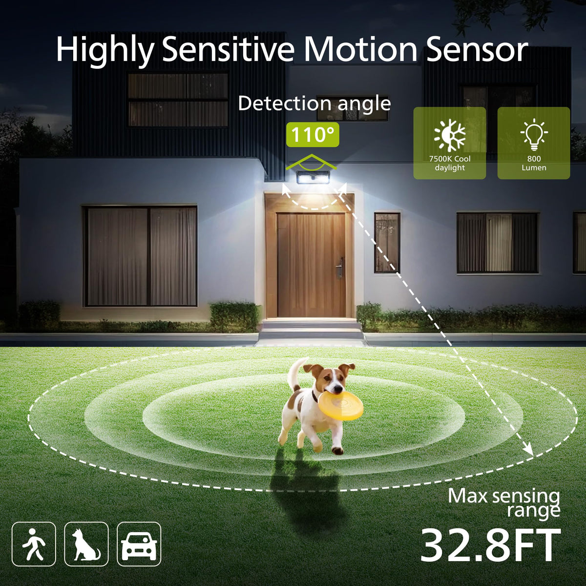 Philips PIR sensor detects motion up to 32.8 ft for responsive lighting.