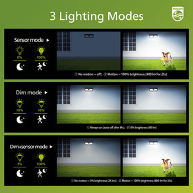 Philips solar panel and 1800 mAh battery support longer use after sunset.