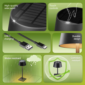 Philips Solar Outdoor Table Lamp brightness control demonstrates dimming feature