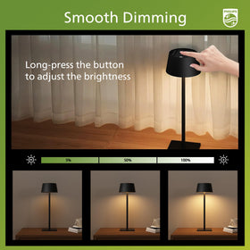 Philips Solar Outdoor Table Lamp height adjustment enables two-height setup