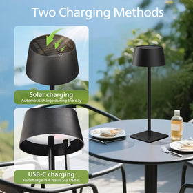 Philips Solar Outdoor Table Lamp USB-C charging port in action