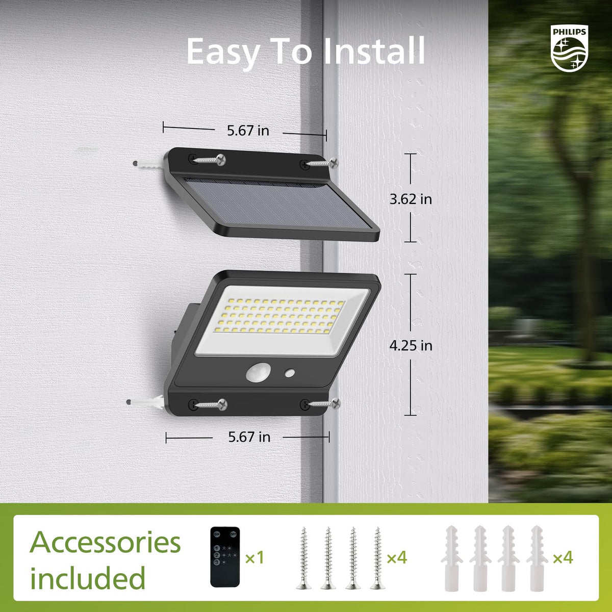 Philips Solar Security Light PIR sensor closeup emphasizing motion detection