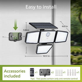 PIR motion sensor detects activity up to 29.35 feet for enhanced perimeter lighting.