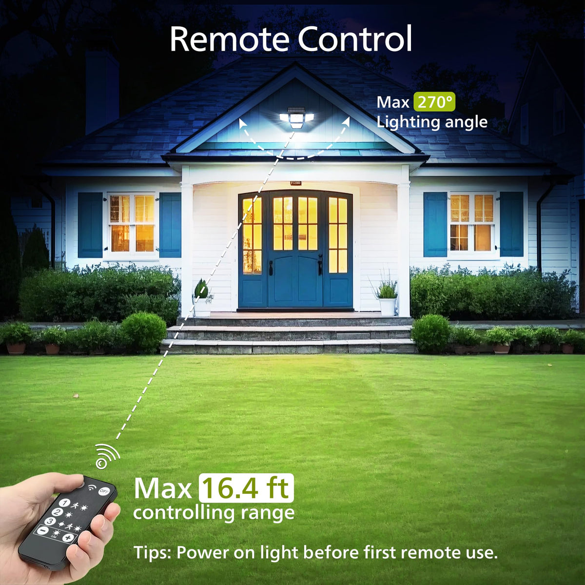 Two-pack setup includes a single remote for both lights.