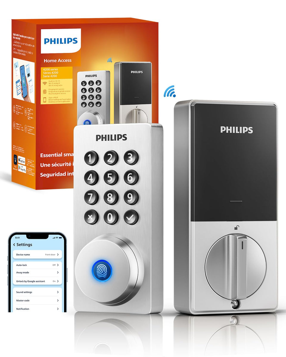 Philips Wi‑Fi Door Lock front view — secure entry at your doorway.