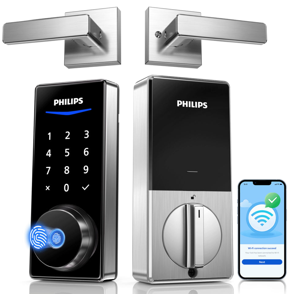 Philips Wi‑Fi Smart Lock with Handles front view illustrating keyless entry.