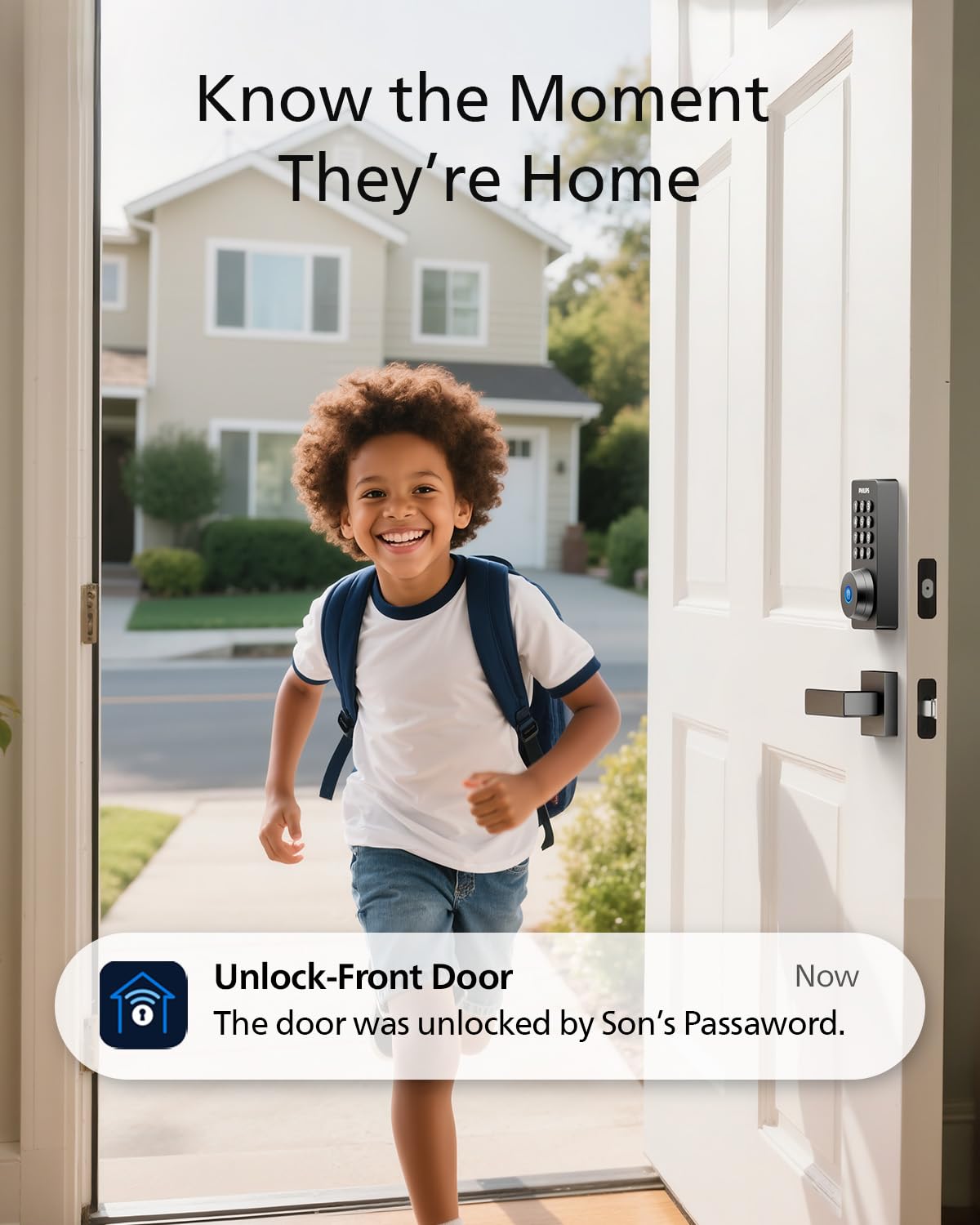 Philips Wi-Fi door lock passcode management display showing up to 100 customizable codes.