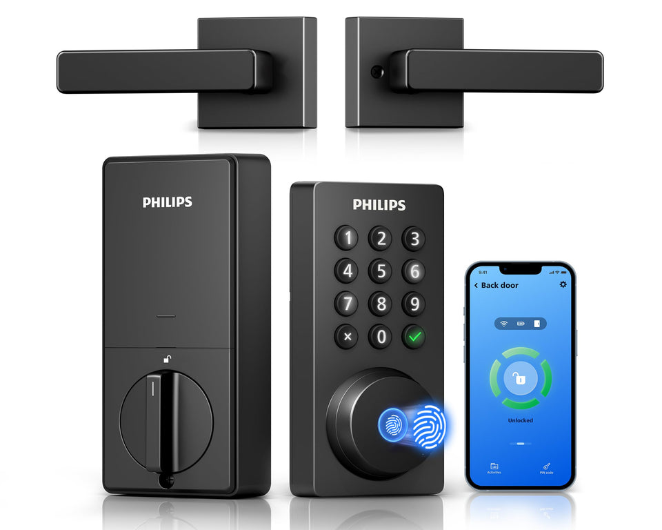 Philips WiFi keypad door lock front view shows secure keyless entry for the main door