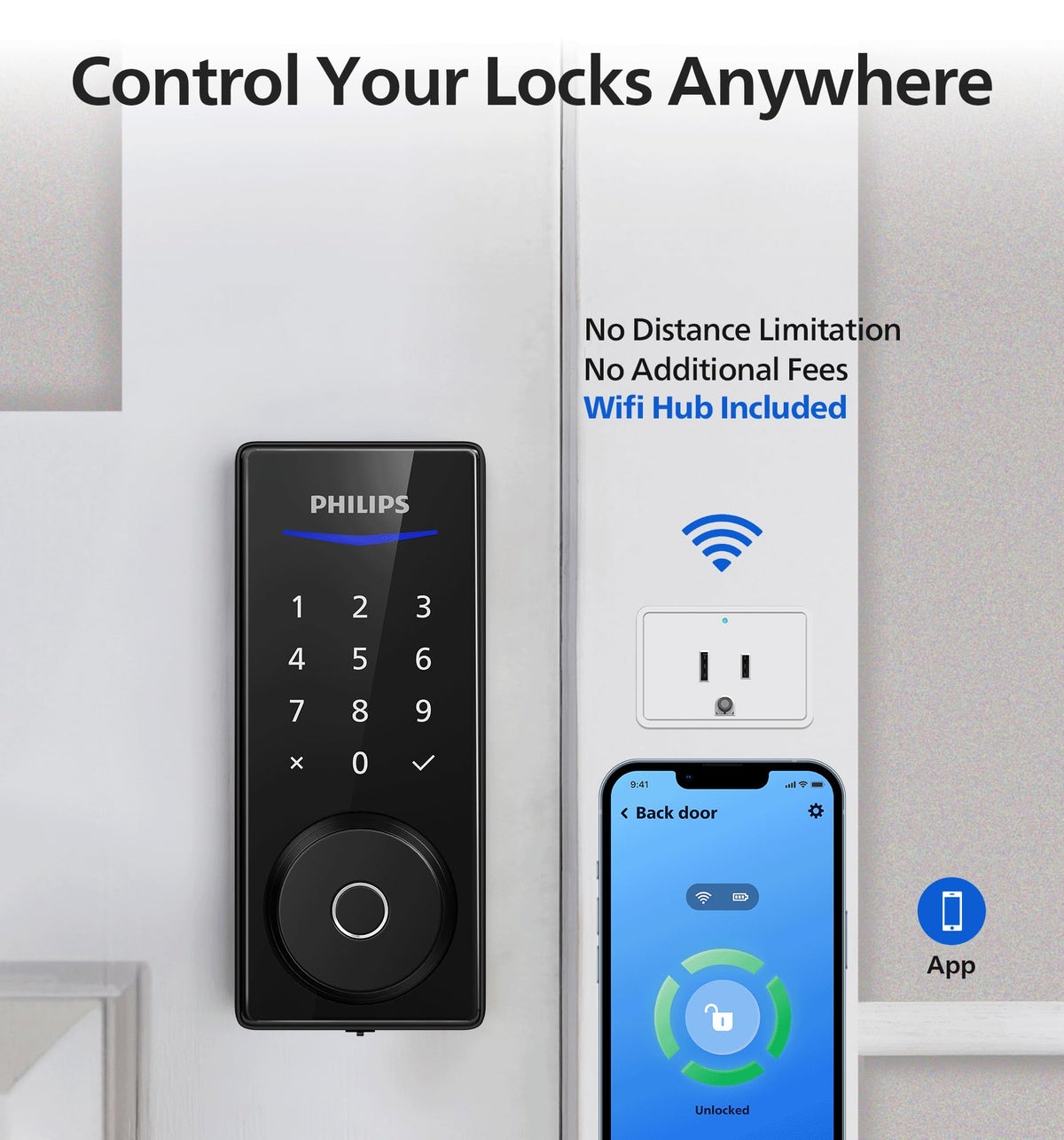 Philips Wi-Fi Smart Door Lock app control interface enabling remote access