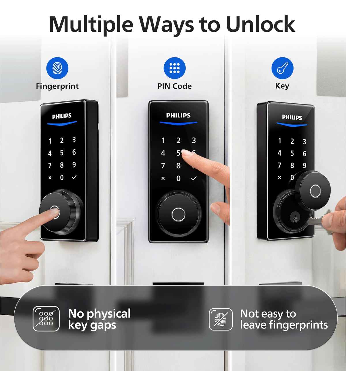 Philips Wi-Fi Smart Door Lock fingerprint unlock in action for quick access
