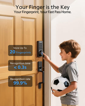 Philips fingerprint unlock offers fast access with storage for up to 20 fingerprints.