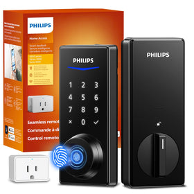 Philips Wi-Fi Smart Door Lock front view with matte black finish for secure entry