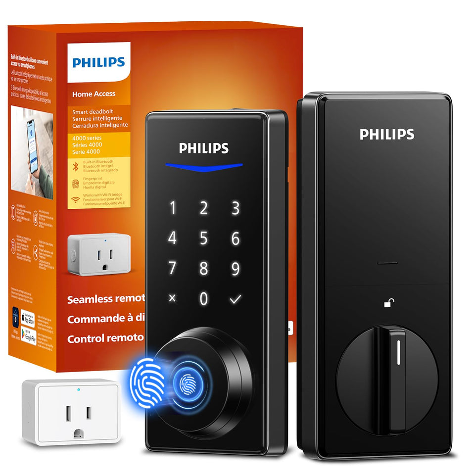 Philips Wi-Fi Smart Door Lock front view with matte black finish for secure entry