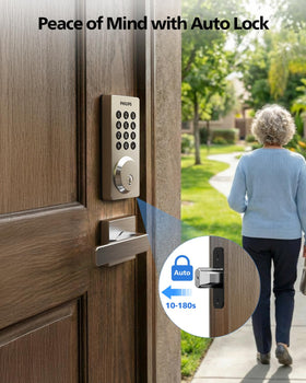 Battery life up to six months with low-battery alerts on Philips lock.