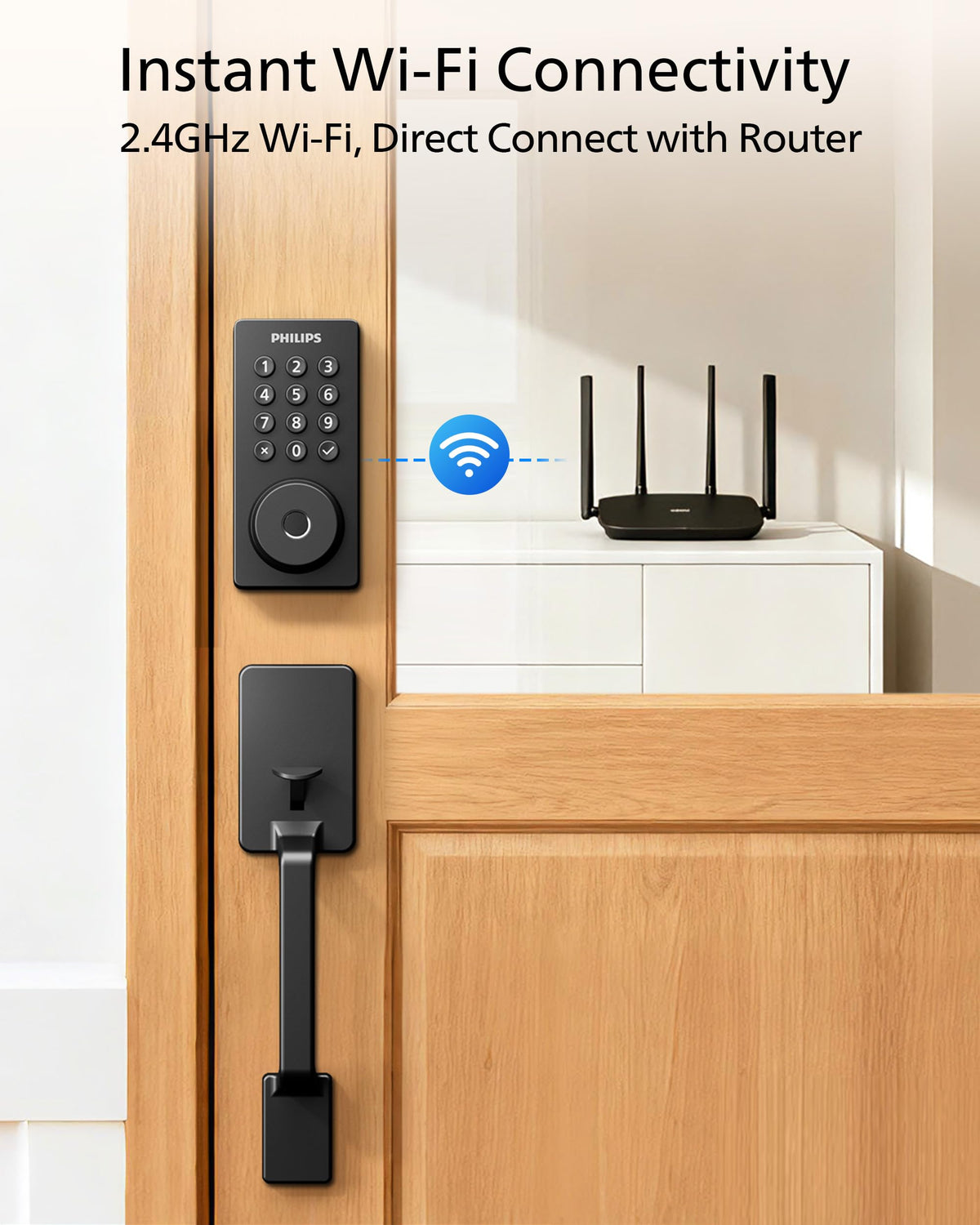 Philips keypad deadbolt provides quick, secure entry with 5 unlocking options.
