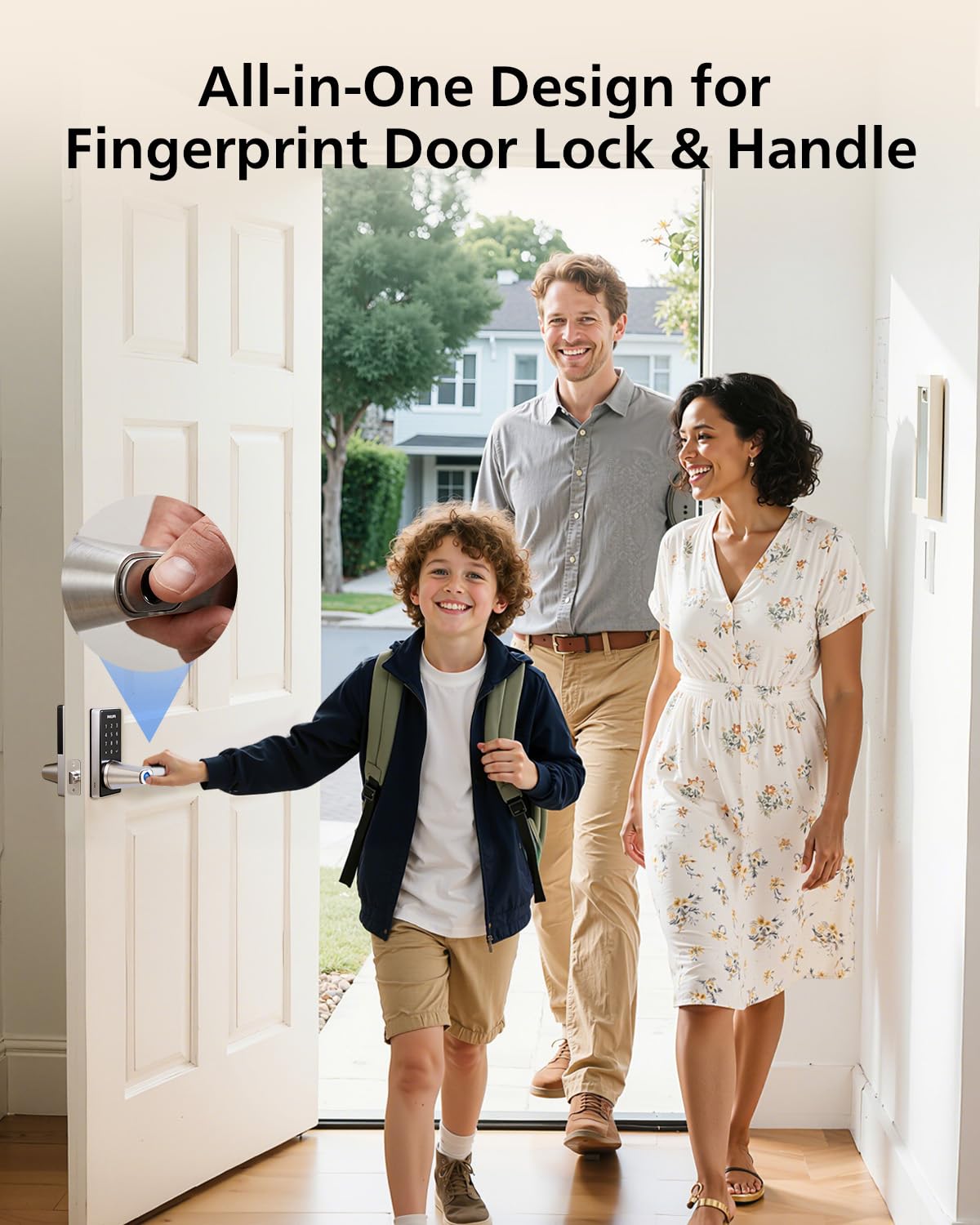 Philips lock with touchscreen keypad demonstrating PIN entry for convenient access.