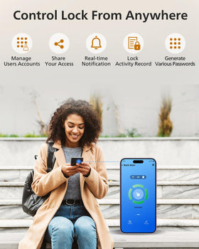 Phone screen showing Philips app control for remote door management.