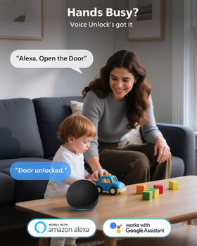 Phone screen shows Philips app controlling door remotely for convenience.